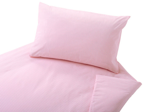 Bio Popeline Bettwäsche Garnitur für Kinder und Erwachsene in Vichy Karo Rosa