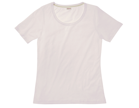 Rundhals T-Shirt für Damen gelegt aus Bio-Baumwolle in Puder Rosa