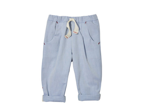 Kinder Hose aus Bio Chambray Stoff mit Umschlag zum Mitwachsen in Hellblau