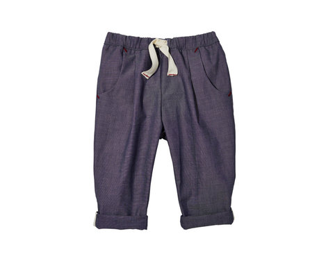 Kinder Hose aus Bio Chambray Stoff mit Umschlag zum Mitwachsen in Jeansblau