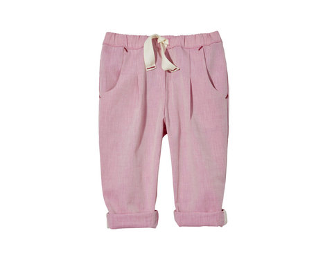 Kinder Hose aus Bio Chambray Stoff mit Umschlag zum Mitwachsen in Rosa