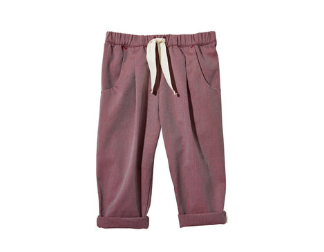 Kinderhose Chambray aus Bio-Baumwolle zum Mitwachsen mit elastischem Bund in Rubino Rot